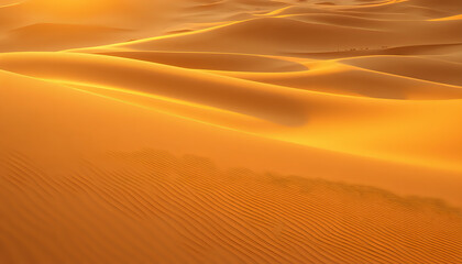 Expansive desert dunes under golden sunlight, showcasing smooth textures and minimalist natural beauty.