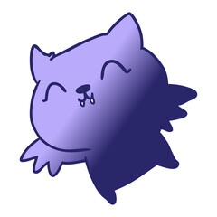 freehand drawn gradient cartoon of cute kawaii bat in bright neon color