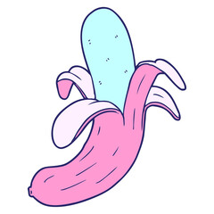 cartoon banana in bright neon color
