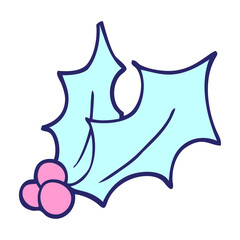 cartoon doodle holly in bright neon color