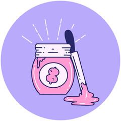 icon of a tattoo style peanut butter in bright neon color