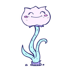 cartoon flower in bright neon color