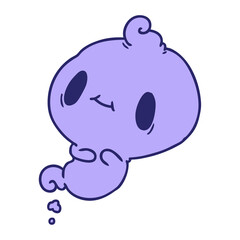 cartoon illustration of a kawaii cute ghost in bright neon color