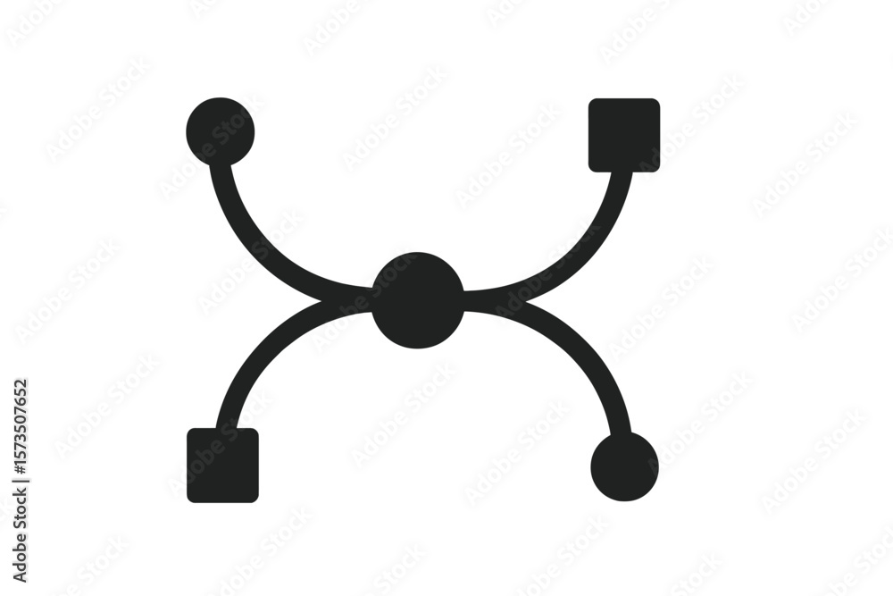  abstract bezier curve node icon. vector path control points. graphic design tool symbol. editable st