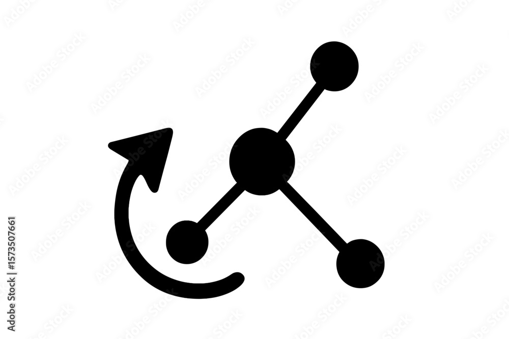 Aufkleber abstract network connection symbol with circular arrow. molecular structure, data sharing, process f