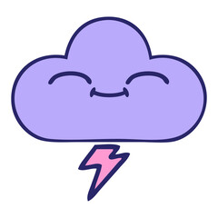cute cartoon of a storm cloud in bright neon color