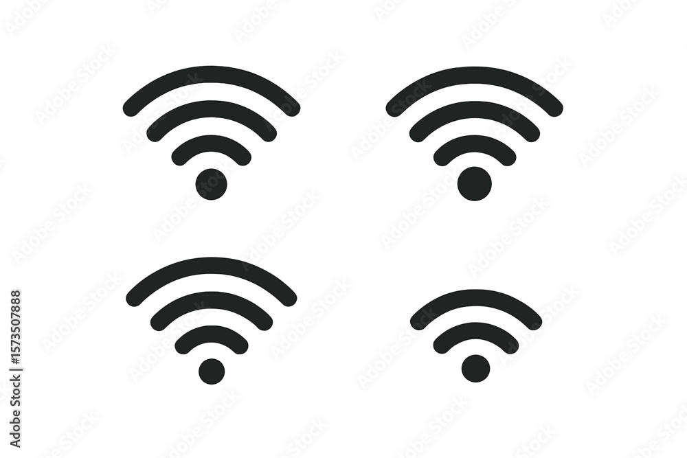 Poster wifi icon set. wireless internet connection symbol. network signal strength indicator. mobile data h