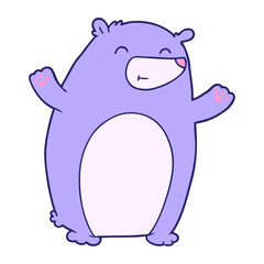 happy cartoon bear in bright neon color