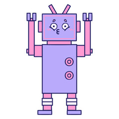 cute cartoon of a robot in bright neon color