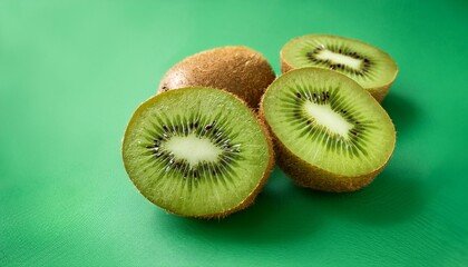 juicy kiwi fruit halves on vibrant green background delightful freshness healthy eating vitamin c