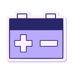 sticker of a cute cartoon car battery in bright neon color