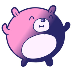 cartoon bear in bright neon color