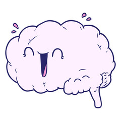 cartoon brain laughing in bright neon color