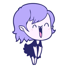 cute cartoon happy vampire girl in bright neon color