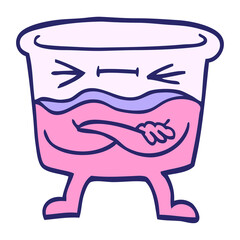 cartoon doodle whisky glass in bright neon color