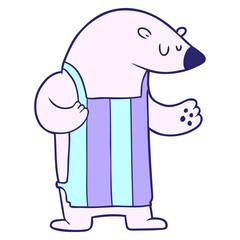 cartoon polar bear chef in bright neon color