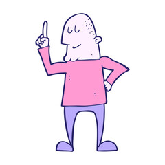 cartoon man pointing finger in bright neon color