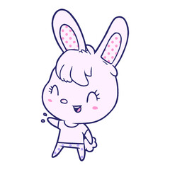 cute cartoon rabbit in bright neon color