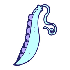 cartoon doodle peas in pod in bright neon color