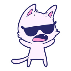 talking cat cartoon in bright neon color