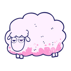 freehand textured cartoon muddy winter sheep in bright neon color