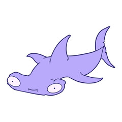 cartoon hammerhead shark in bright neon color