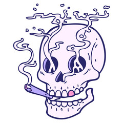 tattoo in traditional style of a skull in bright neon color