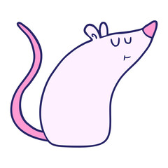 cartoon white mouse in bright neon color