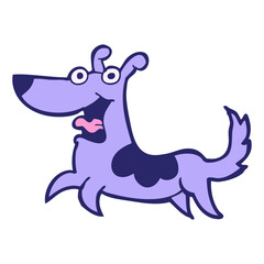 happy dog cartoon in bright neon color
