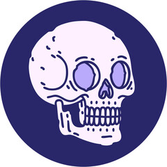 iconic tattoo style image of a skull in bright neon color