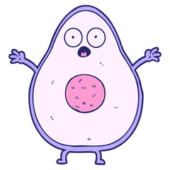 cartoon avocado in bright neon color