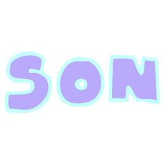 cartoon word son in bright neon color