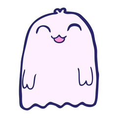 cartoon ghost in bright neon color