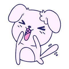 freehand drawn cartoon of cute kawaii dog in bright neon color