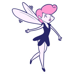 cartoon fairy in bright neon color