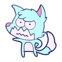 cartoon annoyed fox in bright neon color