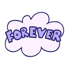 cartoon word Forever in bright neon color