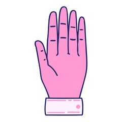 iconic tattoo style image of a hand in bright neon color