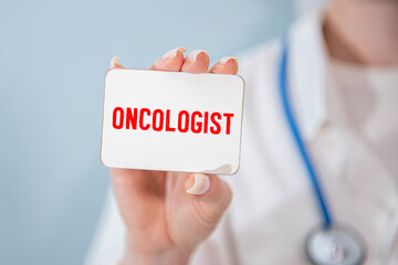 Oncology text with stethoscope on yellow background, Healthy and wellness concept.