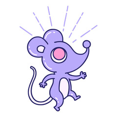 illustration of a traditional tattoo style mouse character in bright neon color