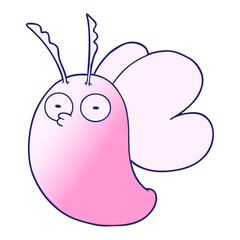 funny cartoon butterfly in bright neon color