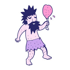 cartoon cave man in bright neon color