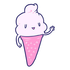 cute cartoon ice cream in bright neon color