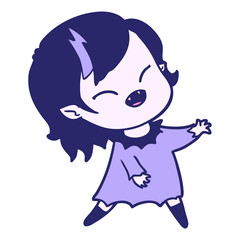 Obraz premium cartoon laughing vampire girl in bright neon color