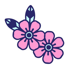 tattoo in traditional style of a flower in bright neon color