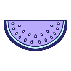 hand drawn quirky cartoon watermelon  in bright neon color