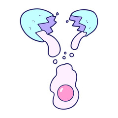 fresh cracked egg in bright neon color