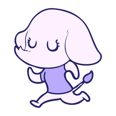 cute cartoon elephant in bright neon color