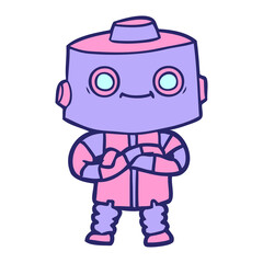 cartoon robot in bright neon color
