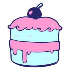 cartoon cake in bright neon color